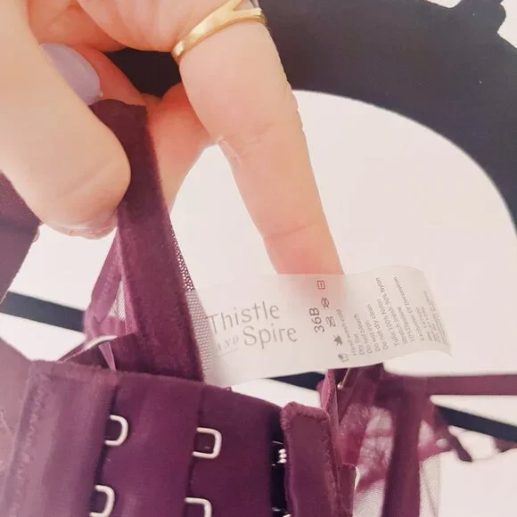 Thistle and Spire Tigris Bra - 36B - Embroidered Tigers Mesh - Purple - Picture 3 of 3